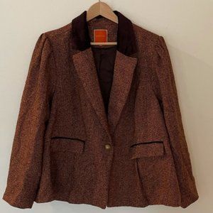 New ModCloth tweed blazer Suit Jacket Blazer Brown Heathered Notch Lapel Pockets